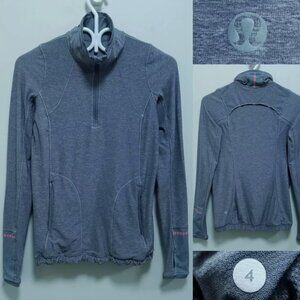 Lululemon Pace Pusher Sweater 4 XS Woman's 1/2 Zip Pink Heathered Slate Gray